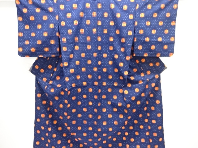 JAPANESE KIMONO / HITOE TSUMUGI / WOVEN ABSTRACT PATTERN